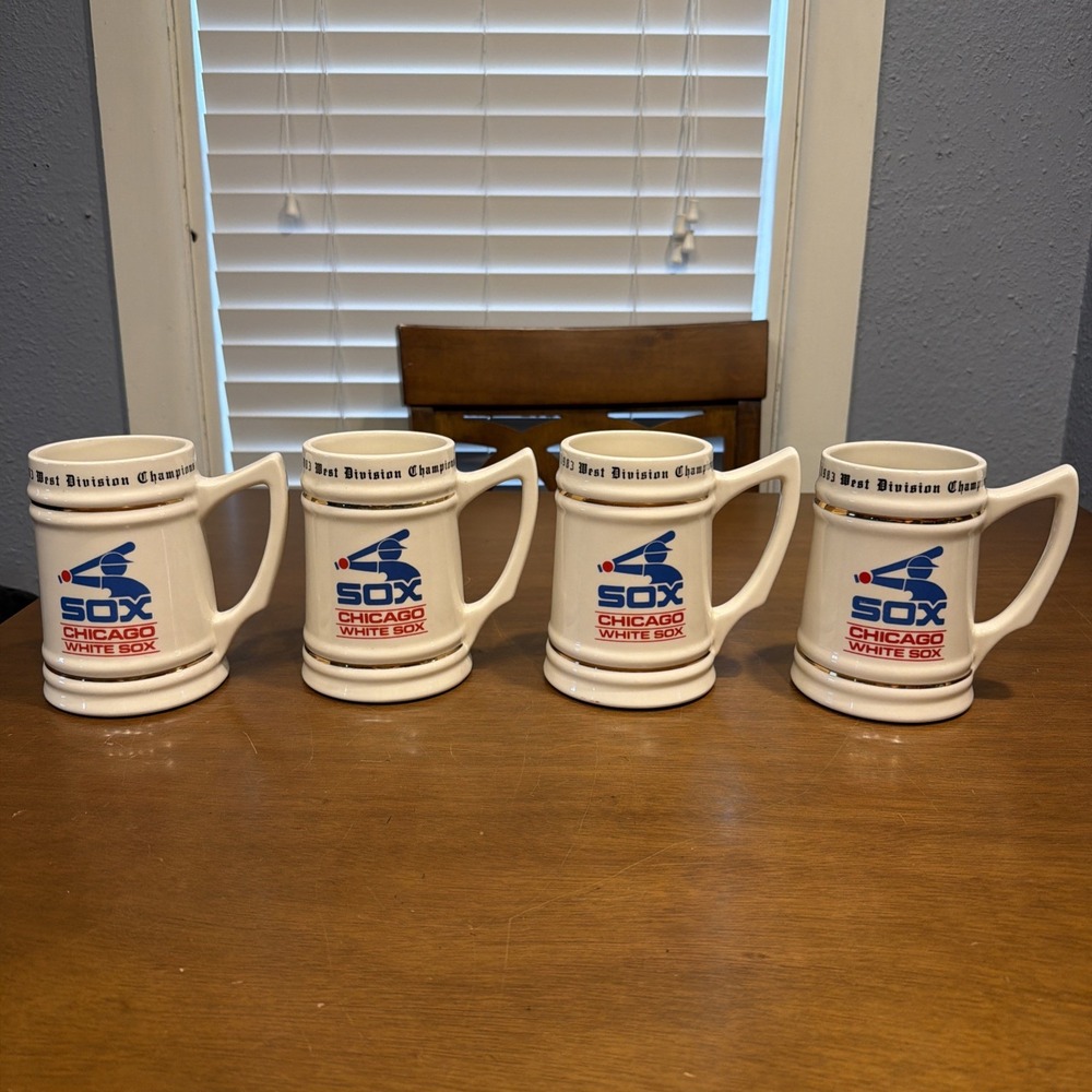 Set Of 4 Chicago White Sox "1983 West Division Champions" Ceramic Steins